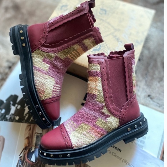 FREE PEOPLE Maroon Patchwork Fall Boots - Picture 5 of 8